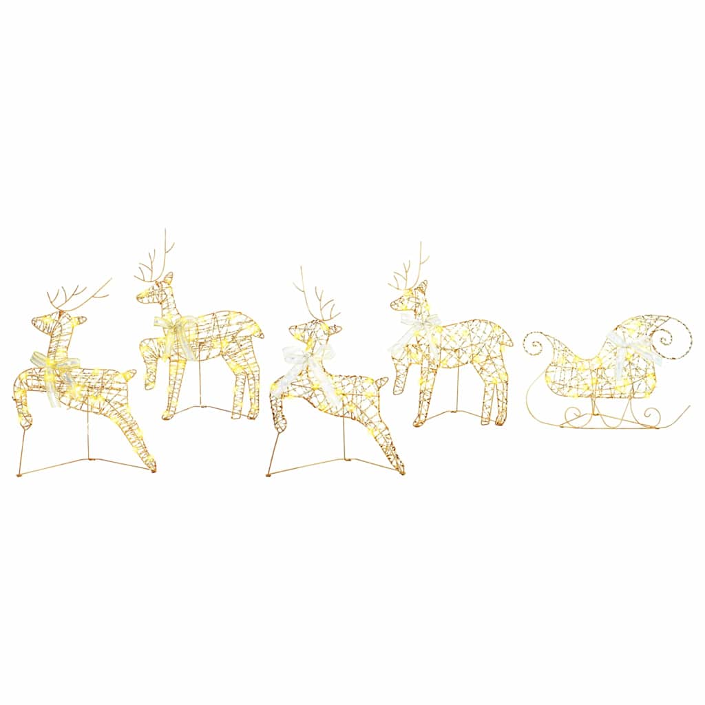 LED Rentiere 5 pcs Gold Stoff