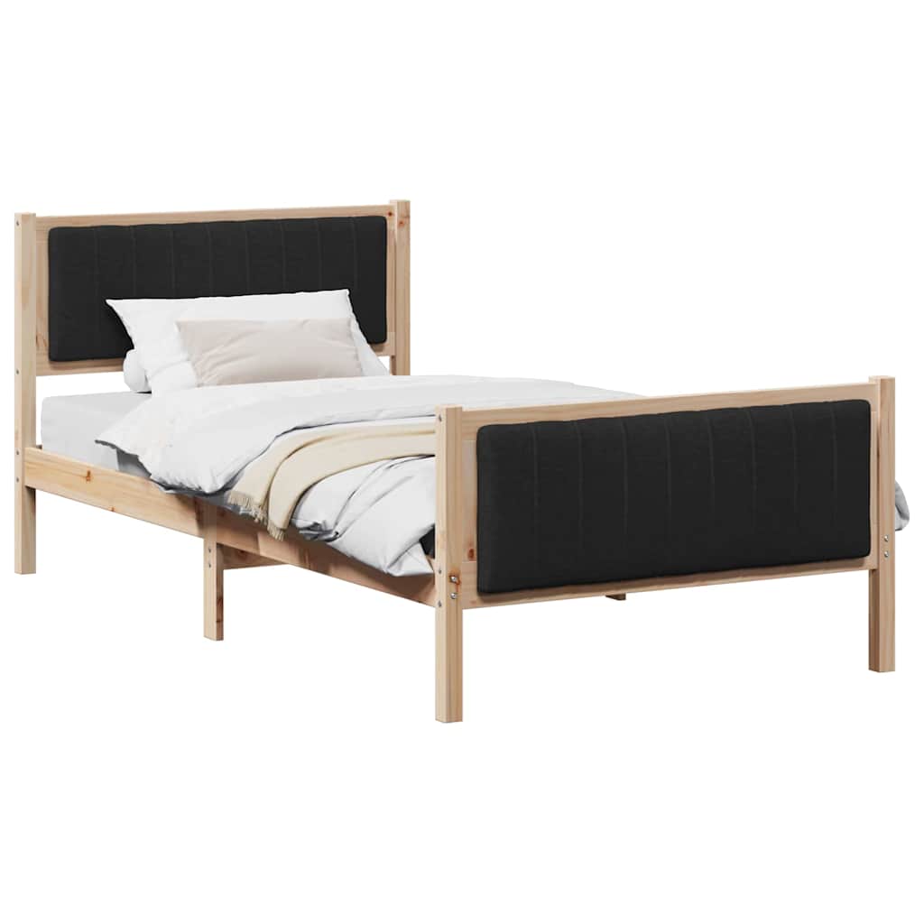 Bettgestell Braun und hellgrau 200 x 200 cm Massivholz Kiefer