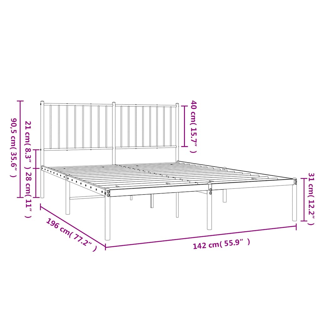 Bettgestell Metall Schwarz 75x190 cm