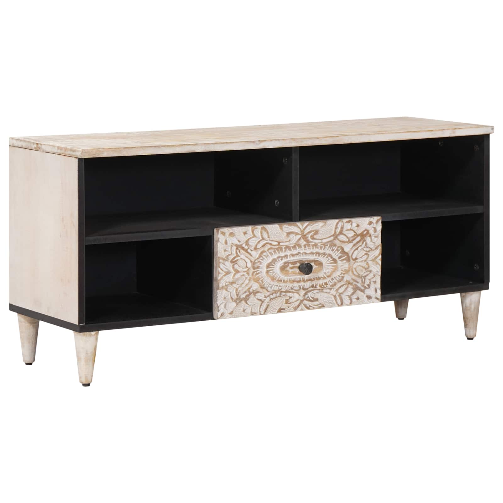 TV-Schränk mit Regal Braun 100 x 33,5 x 46 cm Massivholz Mango