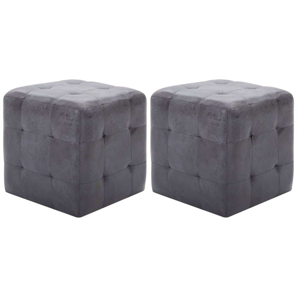 Pouf 2 Stk. Braun 30x30x30 cm Wildleder-Optik