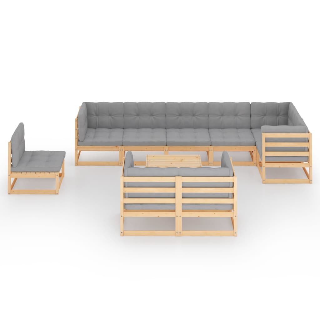 10-tlg. Garten-Lounge-Set Weiß Massivholz Kiefer