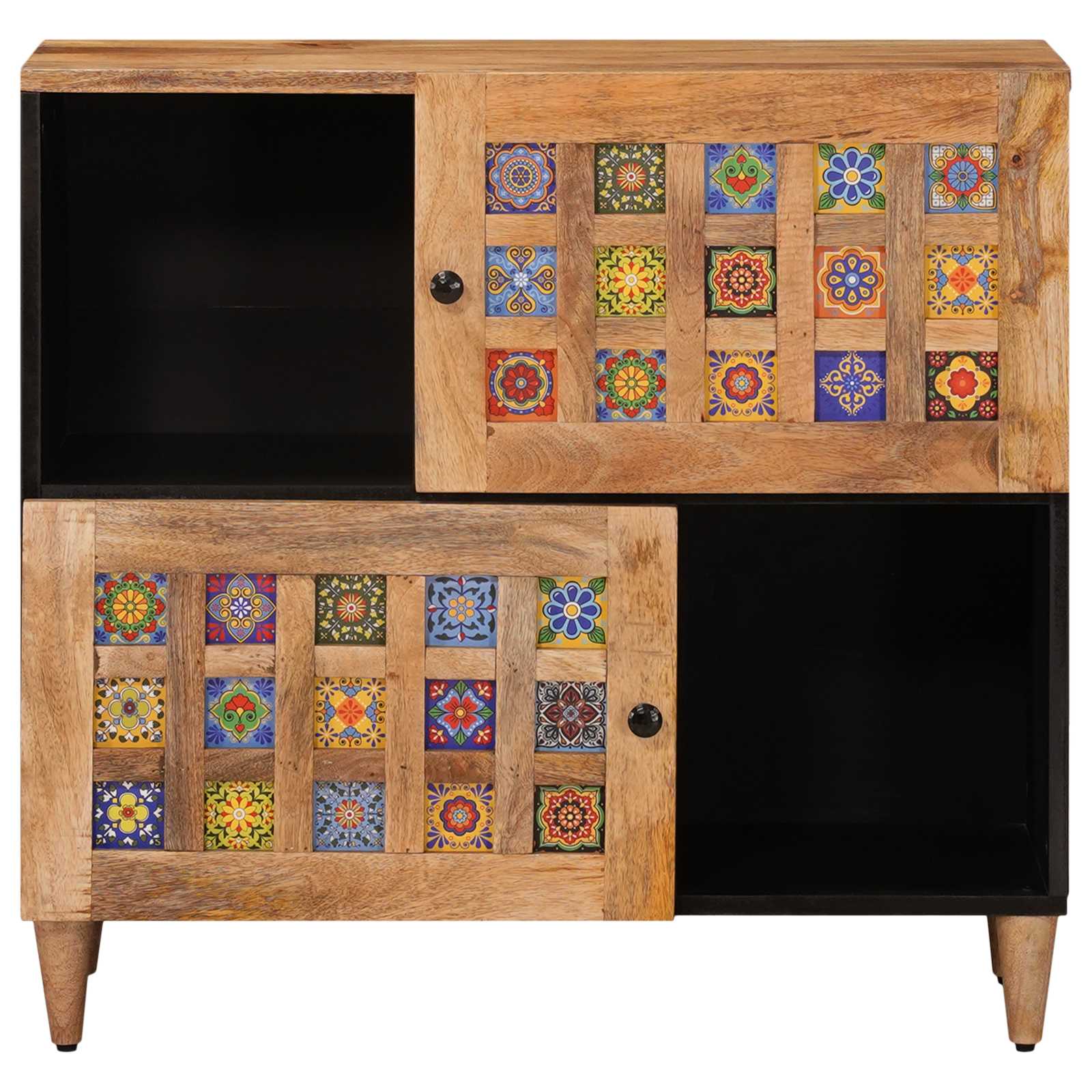 Sideboard mit Speicher Walnuss 80 x 33 x 75 cm Massivholz Mango