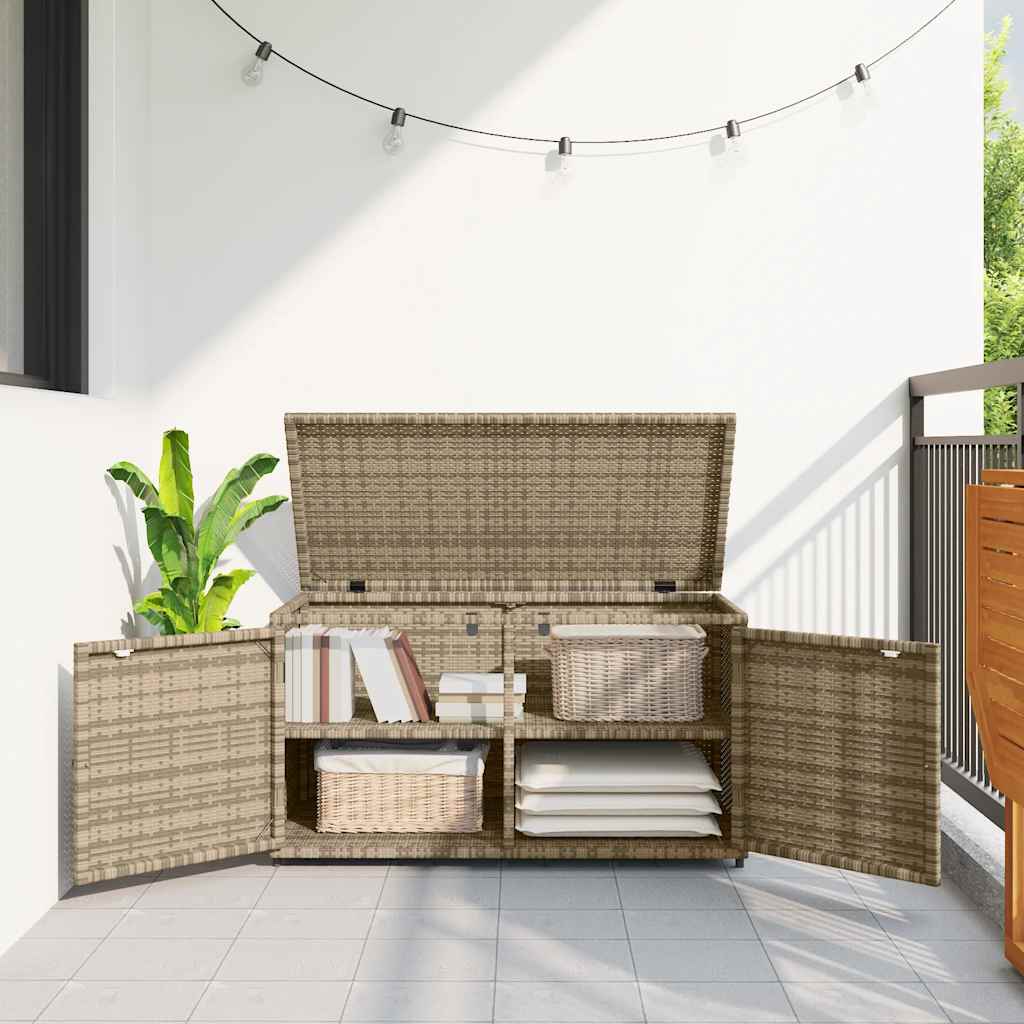 Gartenschrank Schwarz 110x55x60,5 cm Poly Rattan