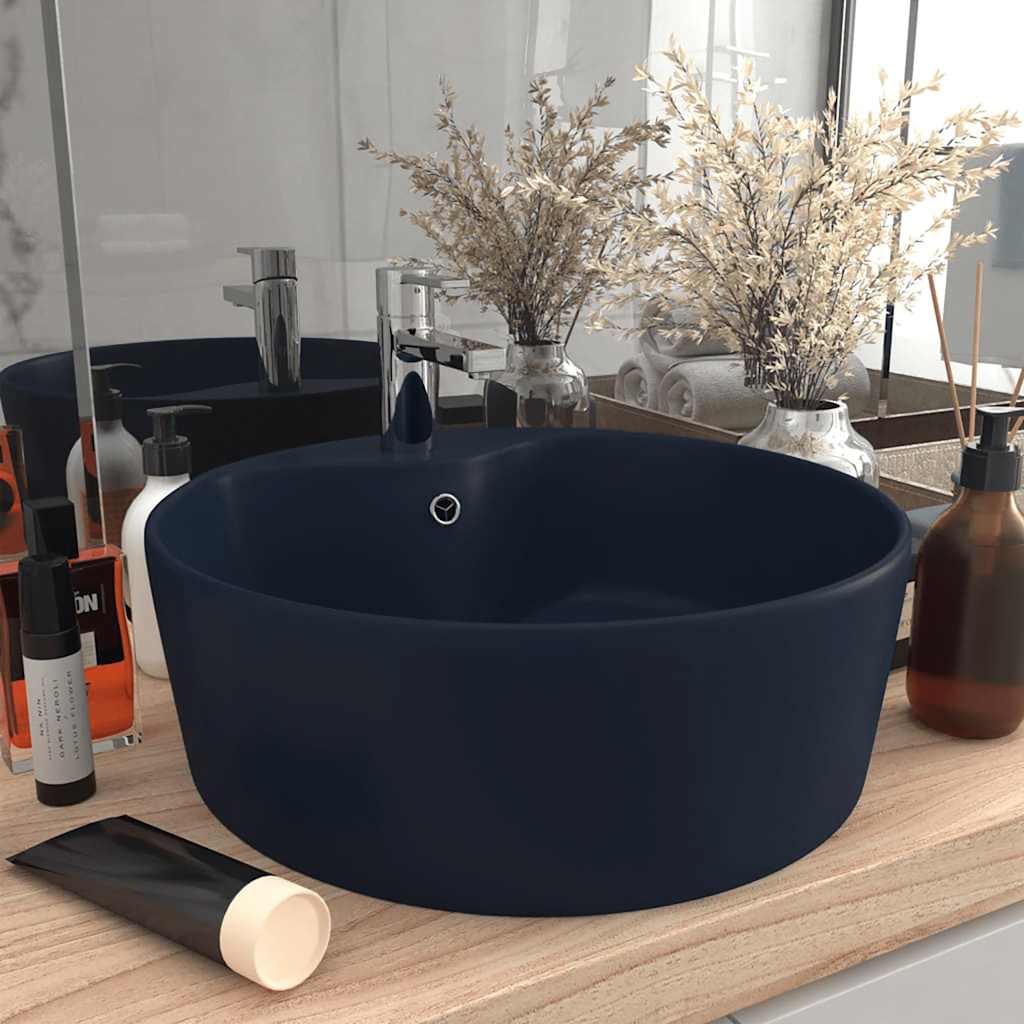 Luxus-Waschbecken mit Überlauf Matt-Weiß 36x13 cm Keramik