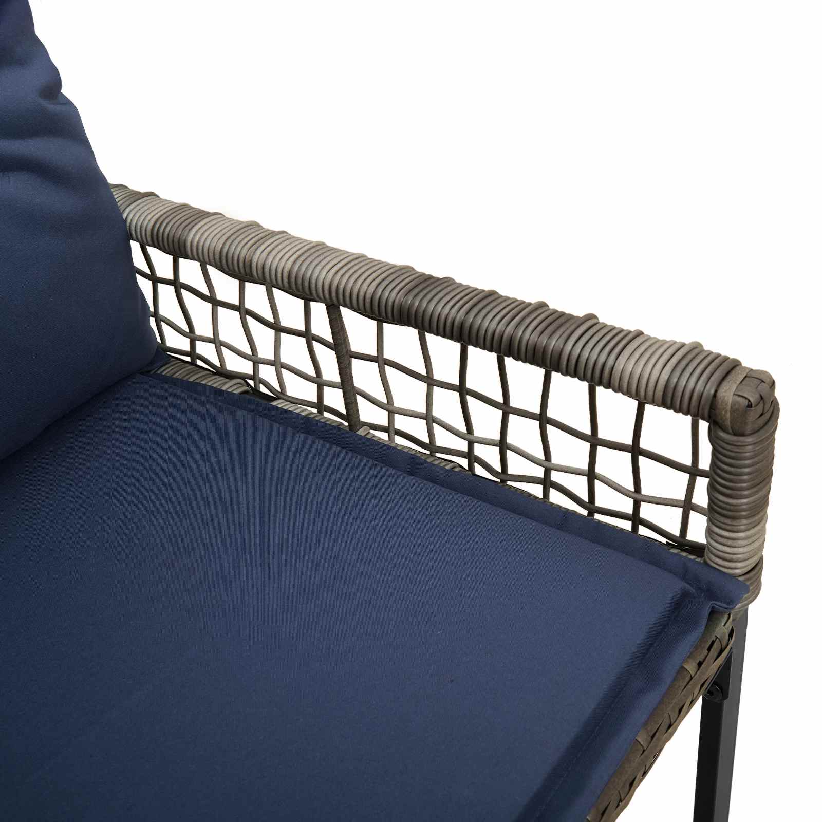 Bank Outdoor mit Kissen Schwarz und Cremeweiß 118 x 55 x 82 cm