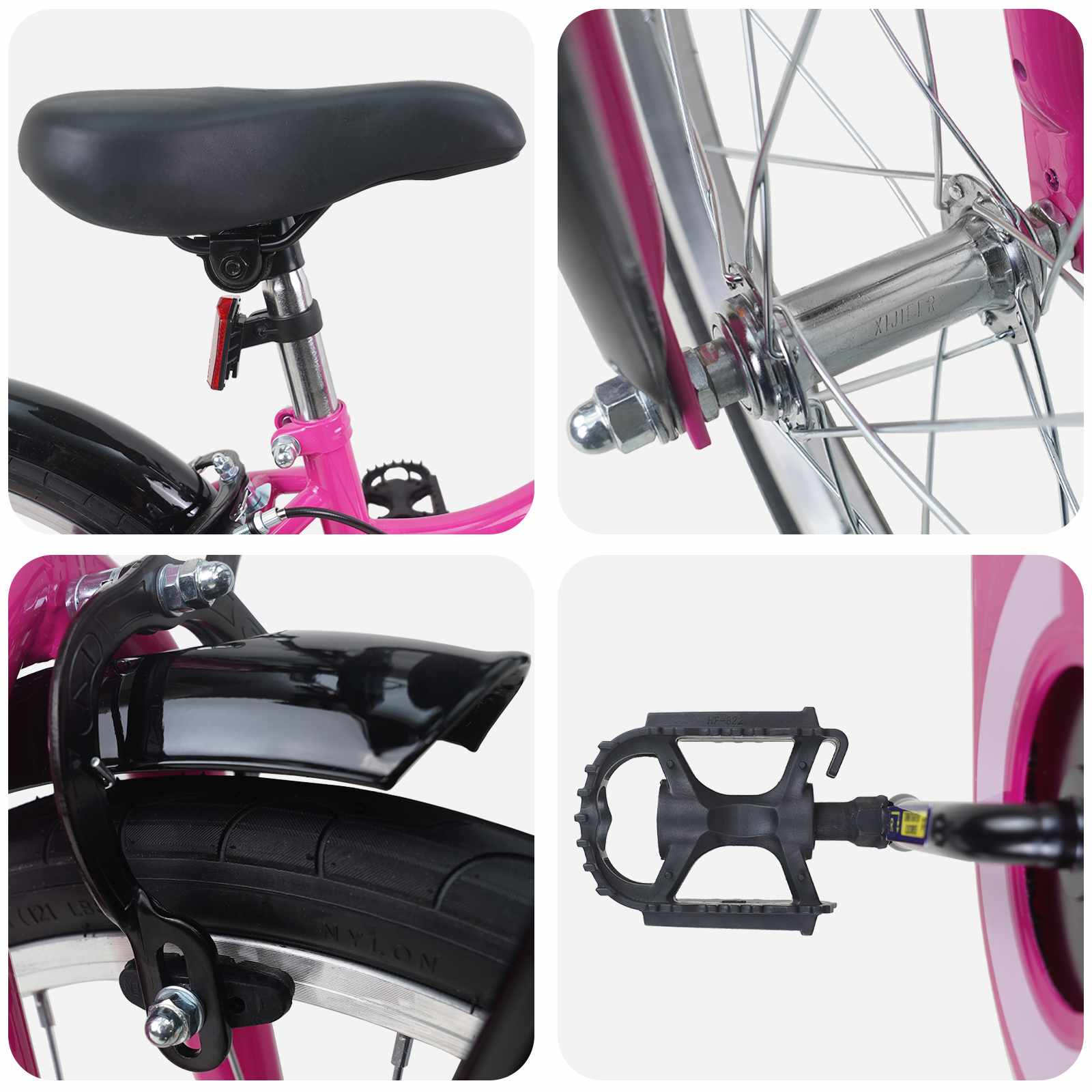 Kinderfahrrad 12 Zoll für 2-4 Jahre alt Rosa und Schwarz