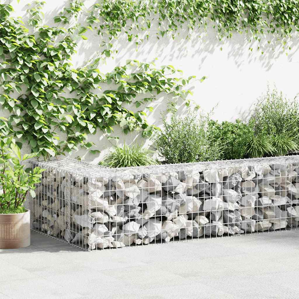 Gabionenwand mit Abdeckung Verzinkter Stahl 60x30x100 cm