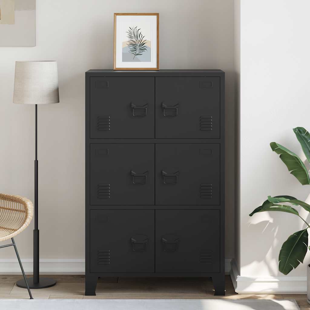 Lagerschrank Industrial Schwarz 75x40x80 cm Stahl