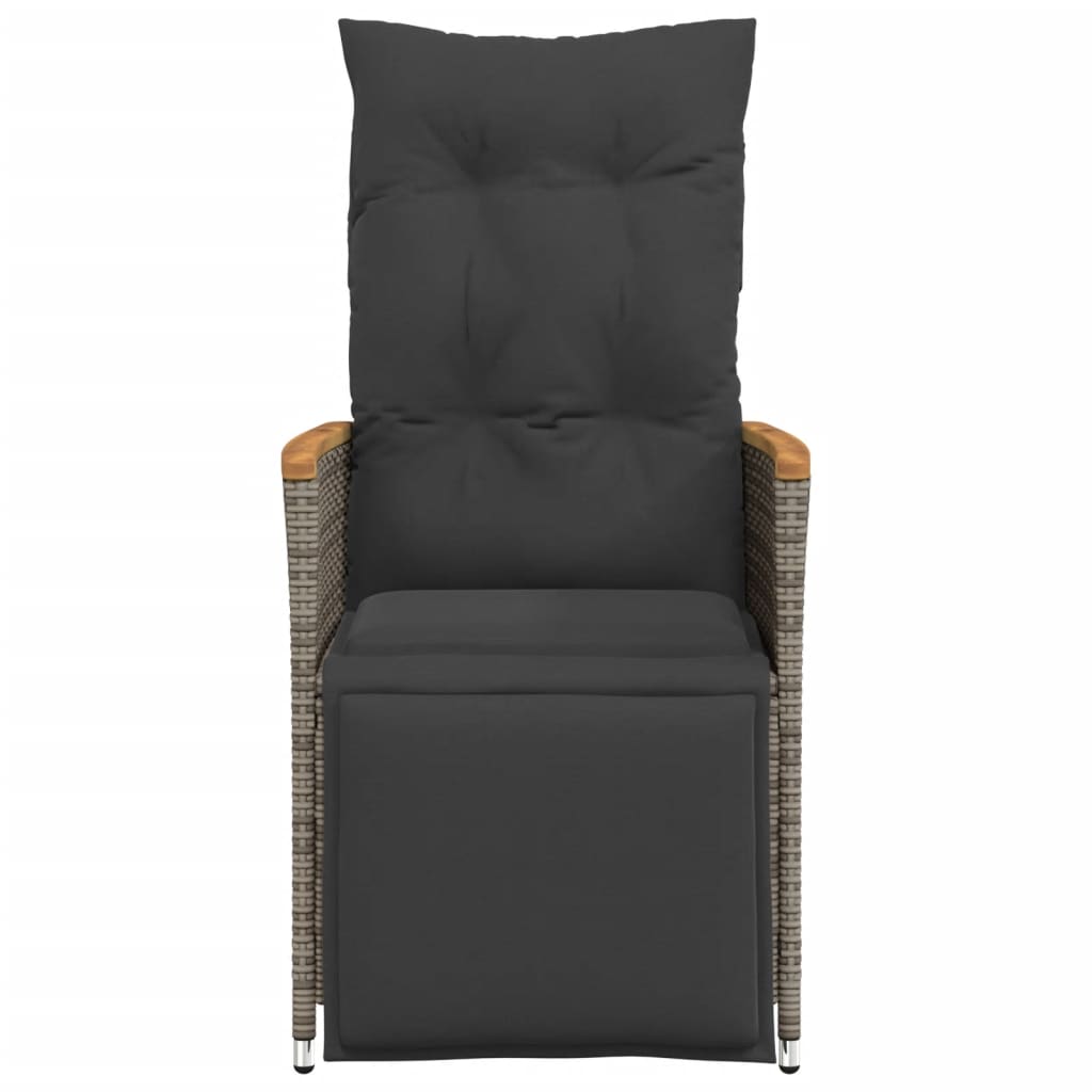 Gartensessel Verstellbar mit Kissen Schwarz Poly Rattan