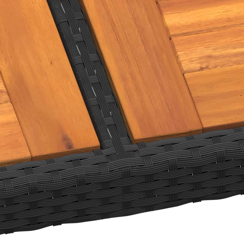 Gartentisch 190x90x75 cm Akazienholz und Poly Rattan Schwarz