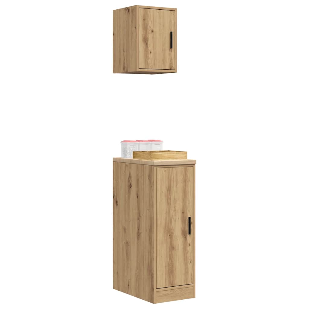 Garagenschränke 2 Stk. Schwarz Holzwerkstoff