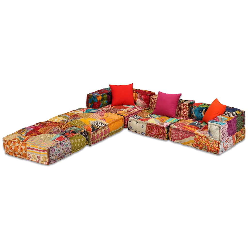 2-Sitzer Modularer Pouf Patchwork Stoff