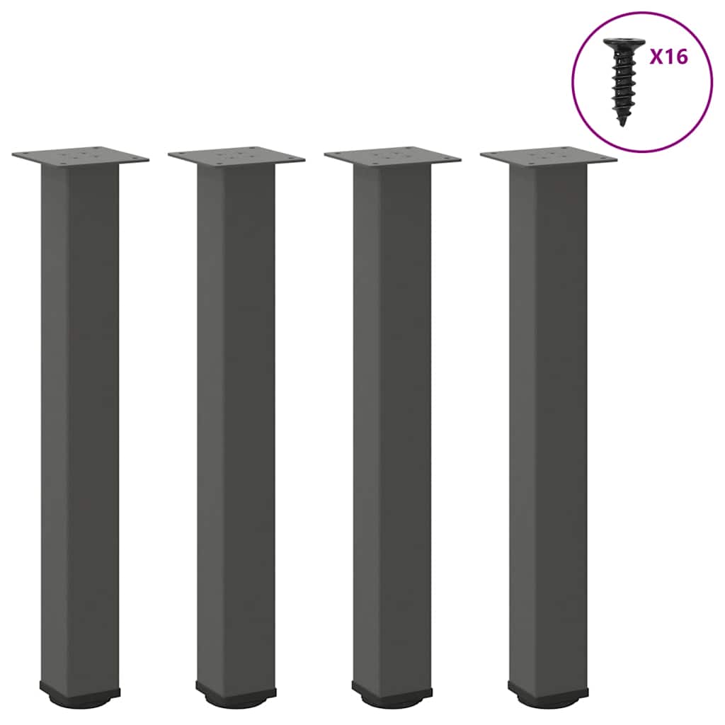 Bartischbeine 4 Stk. Schwarz 100-102 cm Stahl