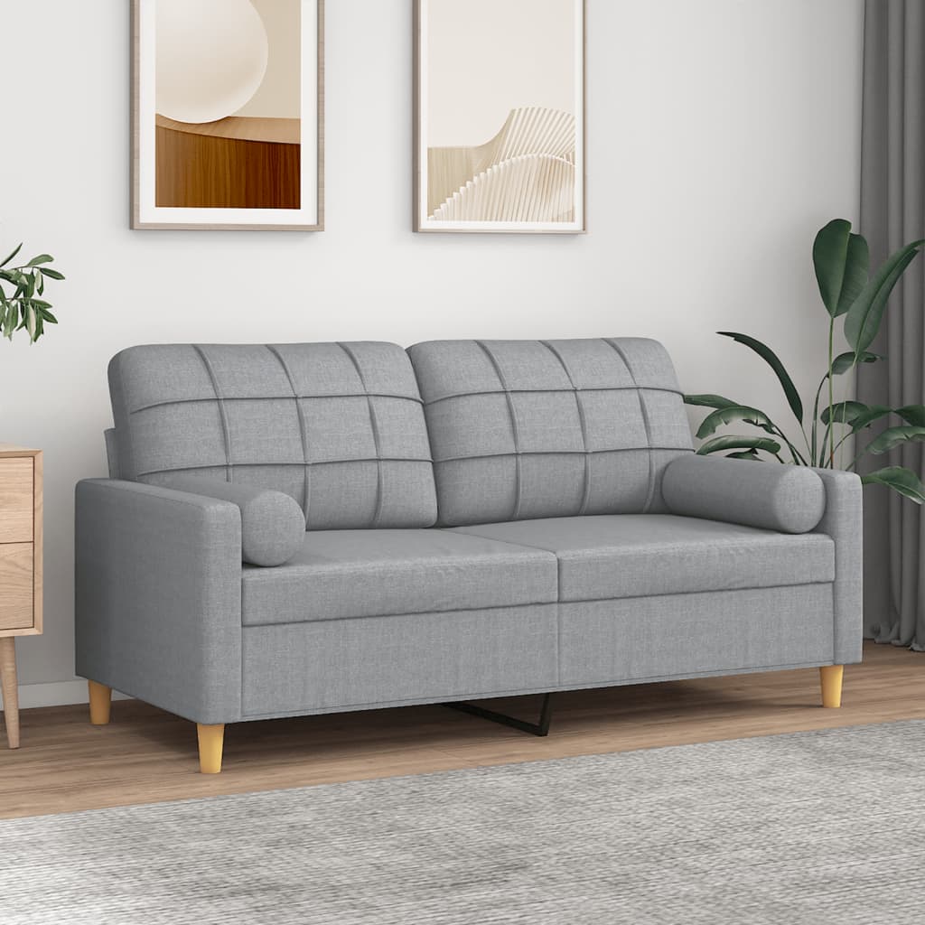 2-Sitzer-Sofa mit Zierkissen Braun 120 cm Stoff