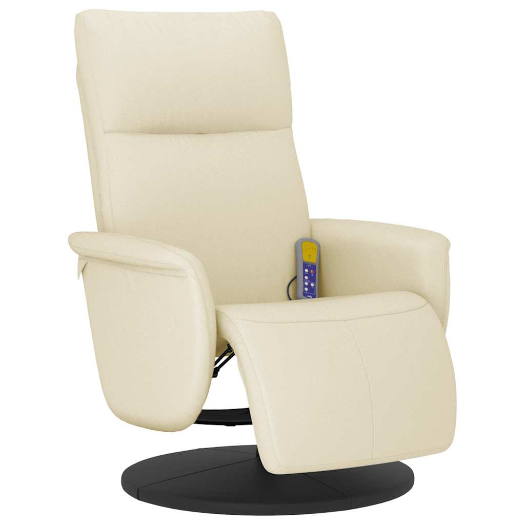 Massagesessel mit Fußteil Creme Kunstleder