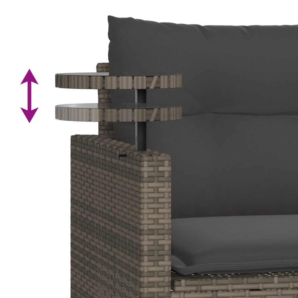 3-tlg. Garten-Sofagarnitur mit Kissen Schwarz Poly Rattan