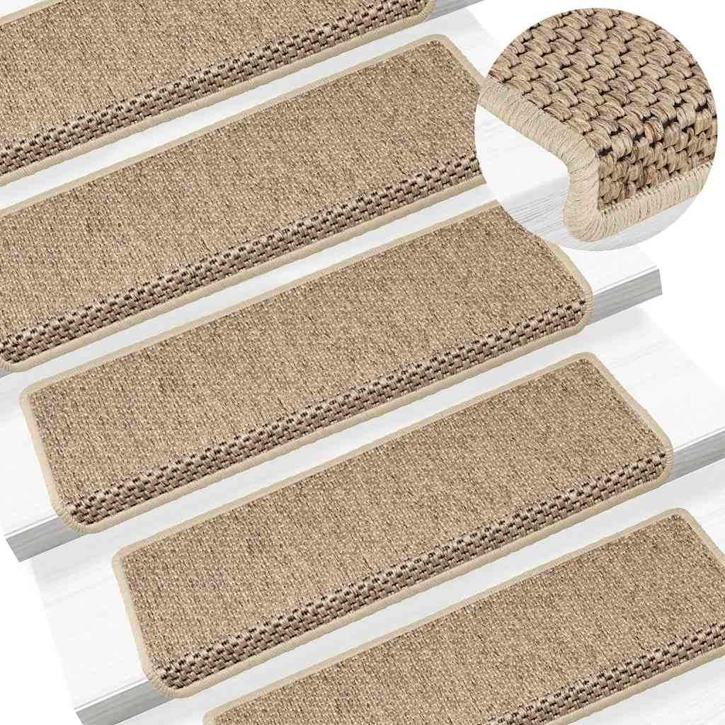 Treppenmatten Selbstklebend Sisal-Look 15 Stk. 65x21x4 Platina