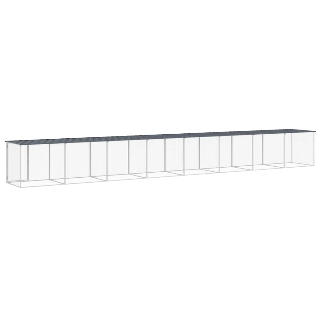 Hühnerkäfig mit Dach Anthrazit 203x98x90 cm Verzinkter Stahl