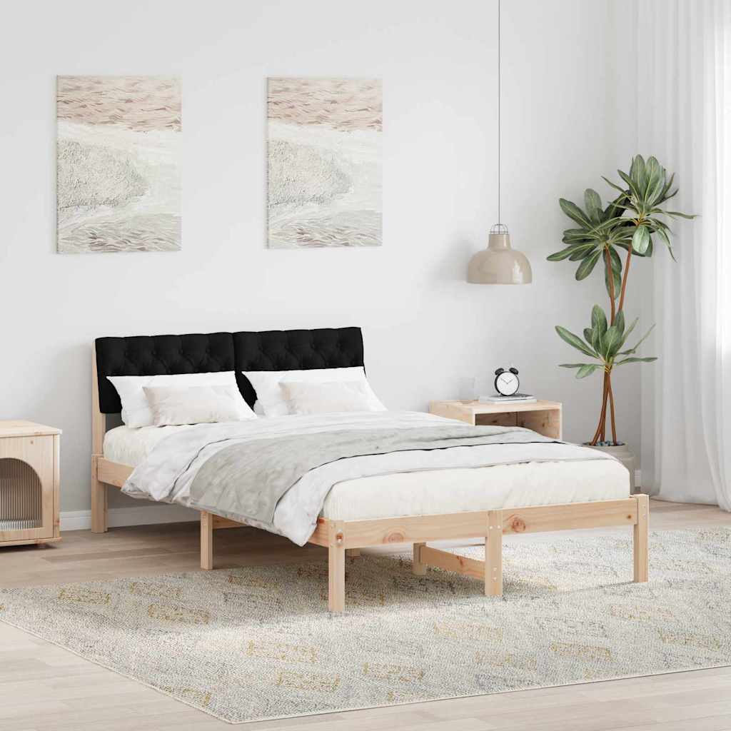 Bettgestell Braun und hellgrau 200 x 200 cm Massivholz Kiefer