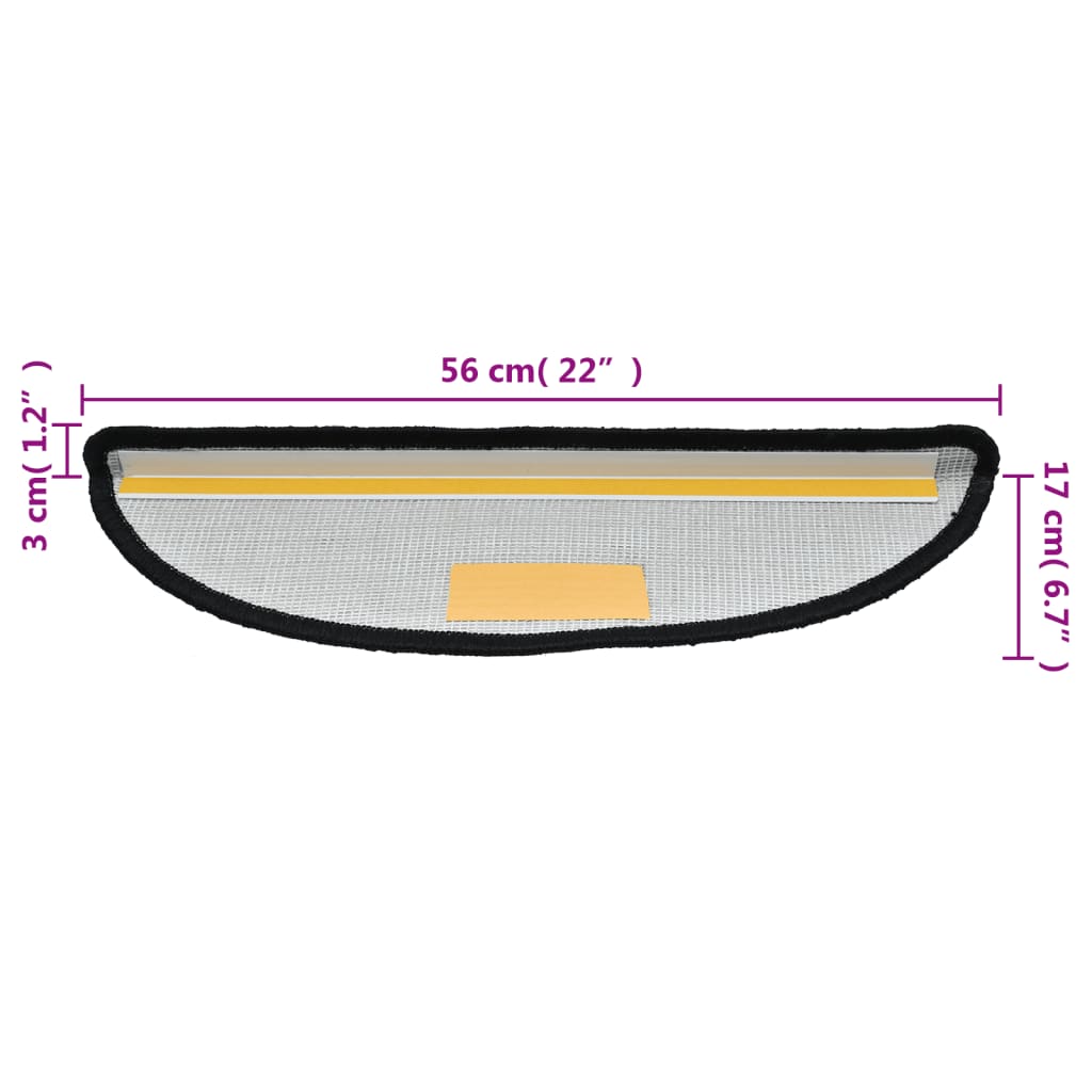 Stufenmatten 15 Stk. 56x17x3 cm Grau Halbrund