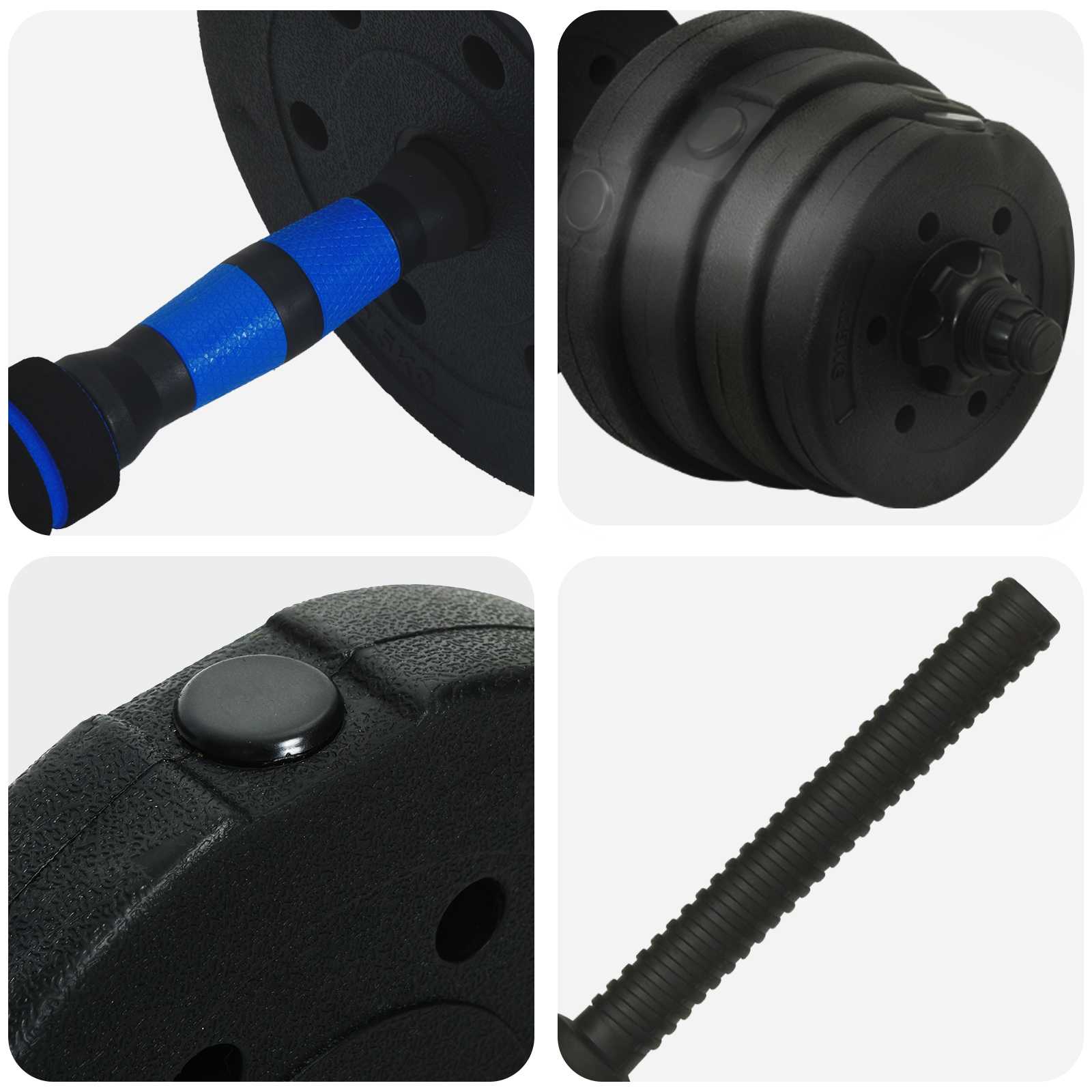 2-in-1 Hantelset 40kg Schwarz und Rot Zement und Eisensand