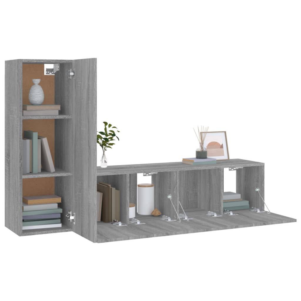 3-tlg. TV-Schrank-Set Weiß Holzwerkstoff