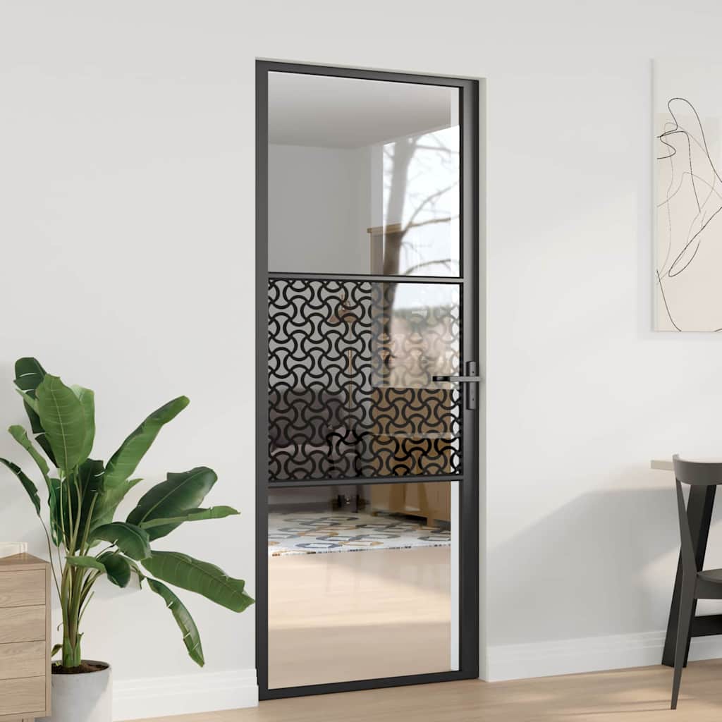 Innentür ESG Glas und Aluminium 76x201,5 cm Schwarz