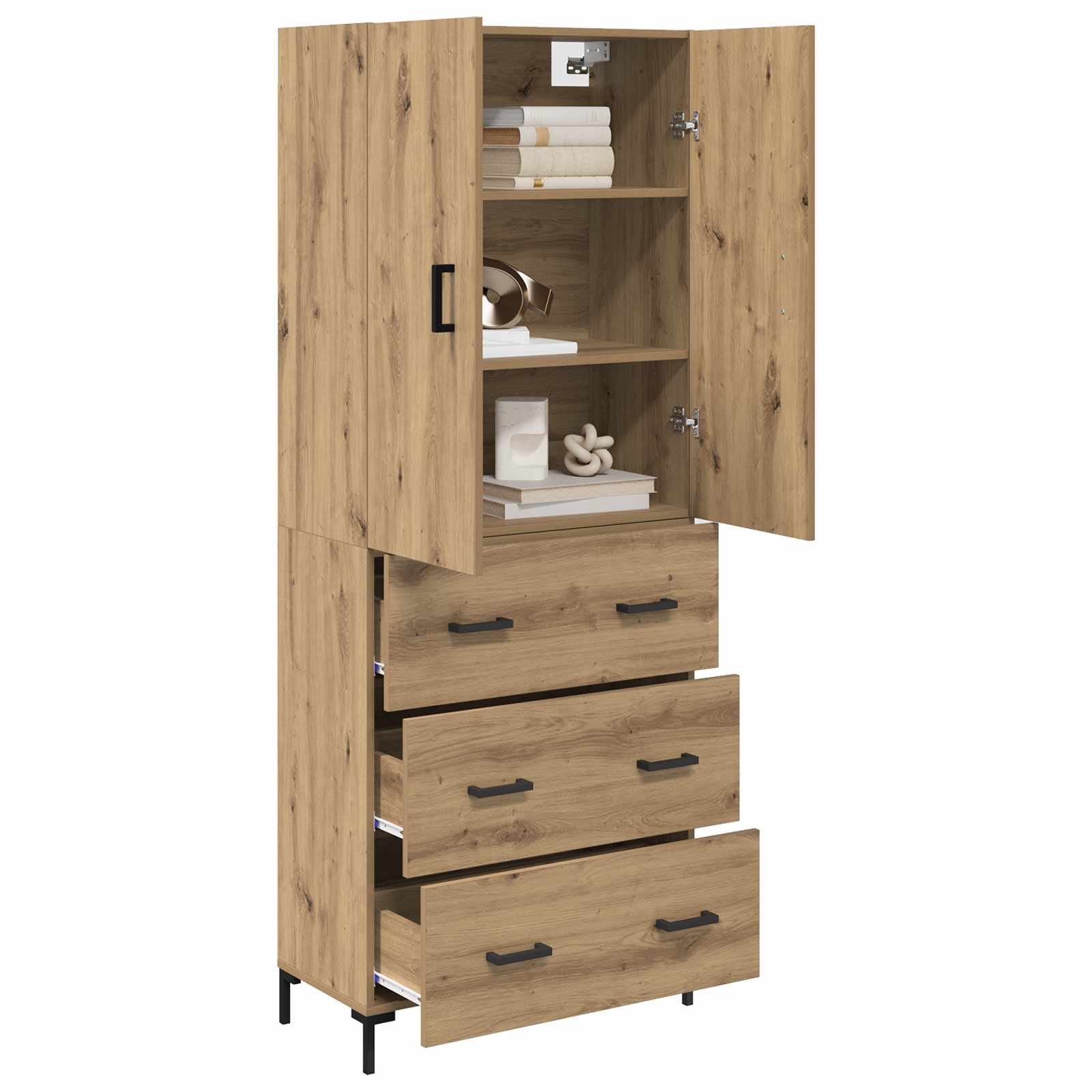 Highboard Betongrau 69,5x34x180 cm Holzwerkstoff
