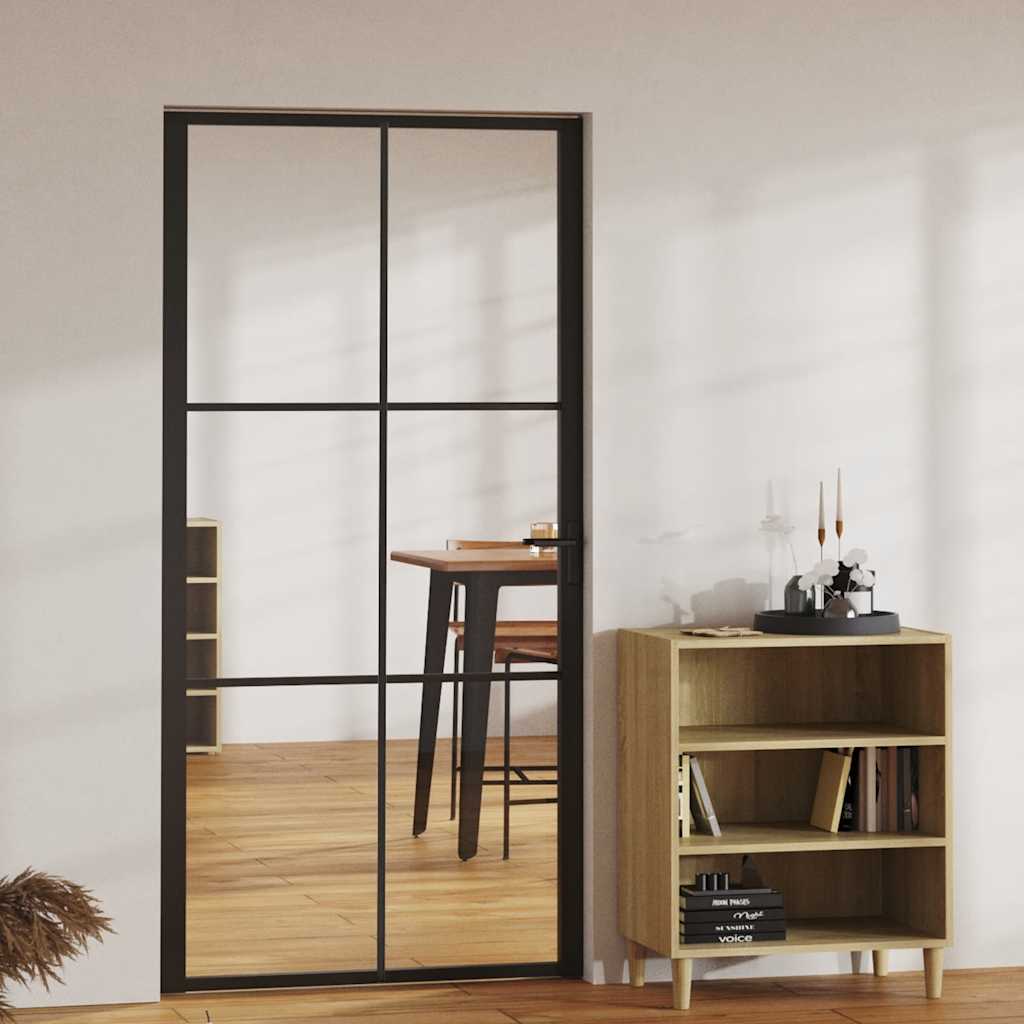 Innentür ESG Glas und Aluminium 76x201,5 cm Schwarz