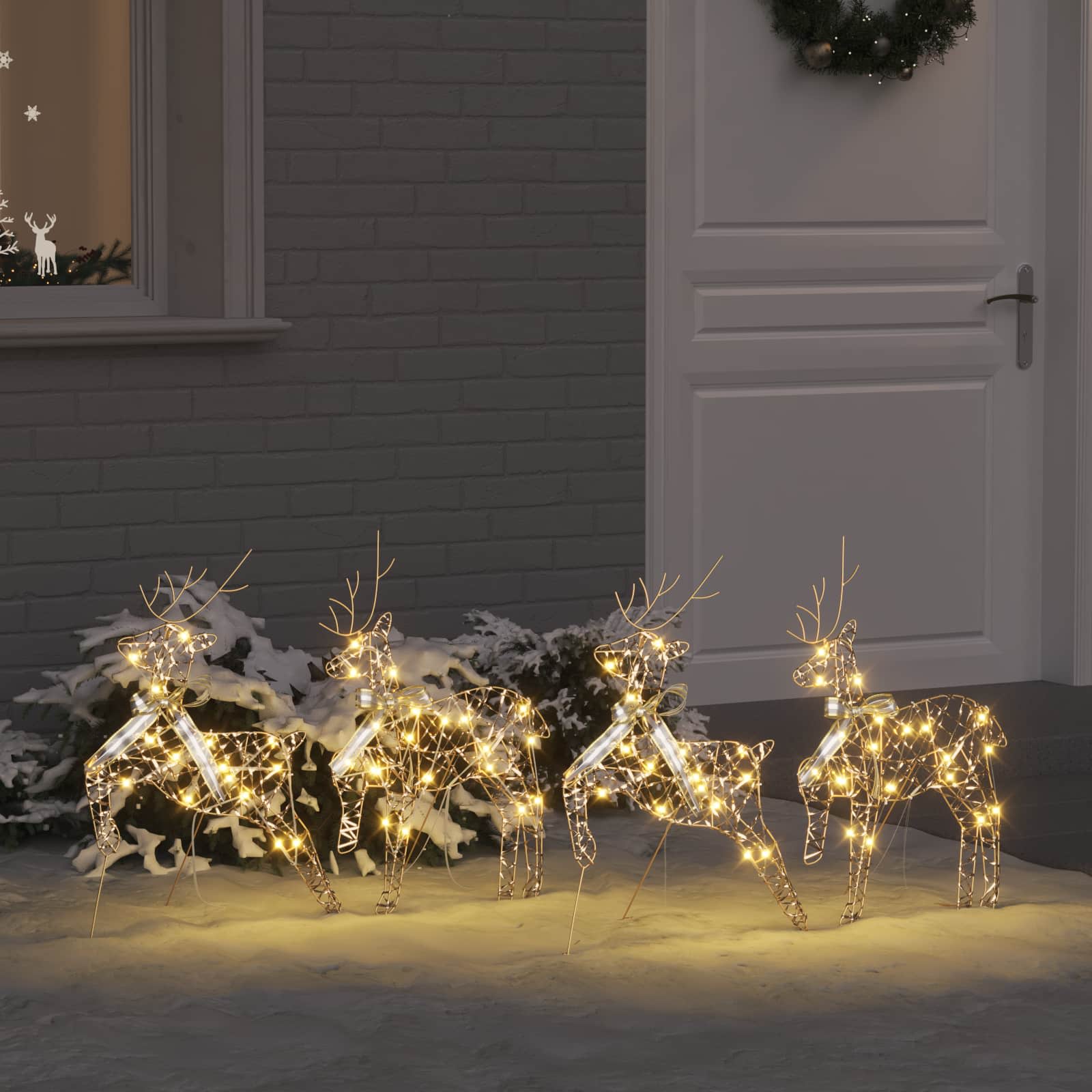 LED Rentiere 4 pcs Gold Stoff
