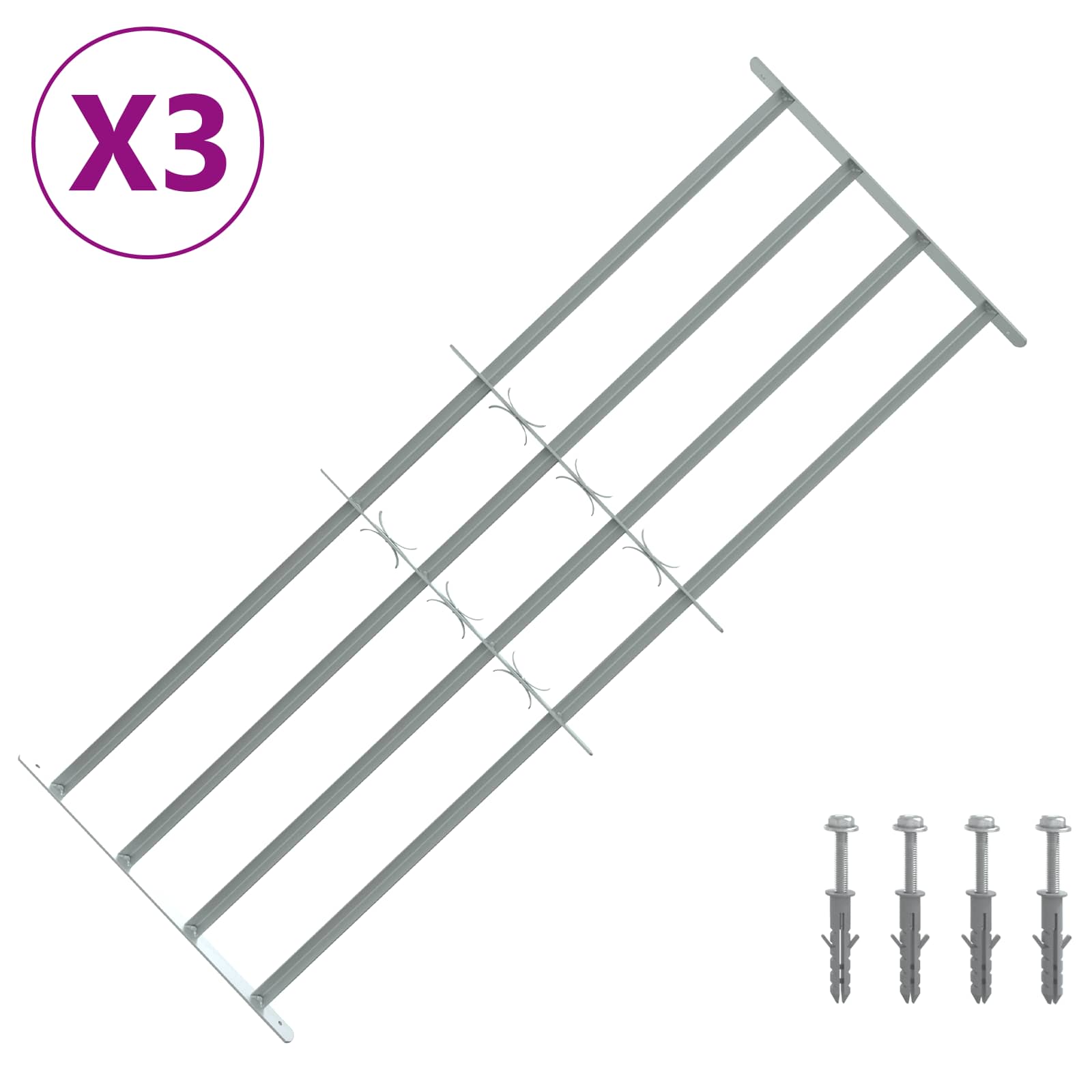 Fenstergitter Verstellbar mit 3 Querstäben 500-650 mm