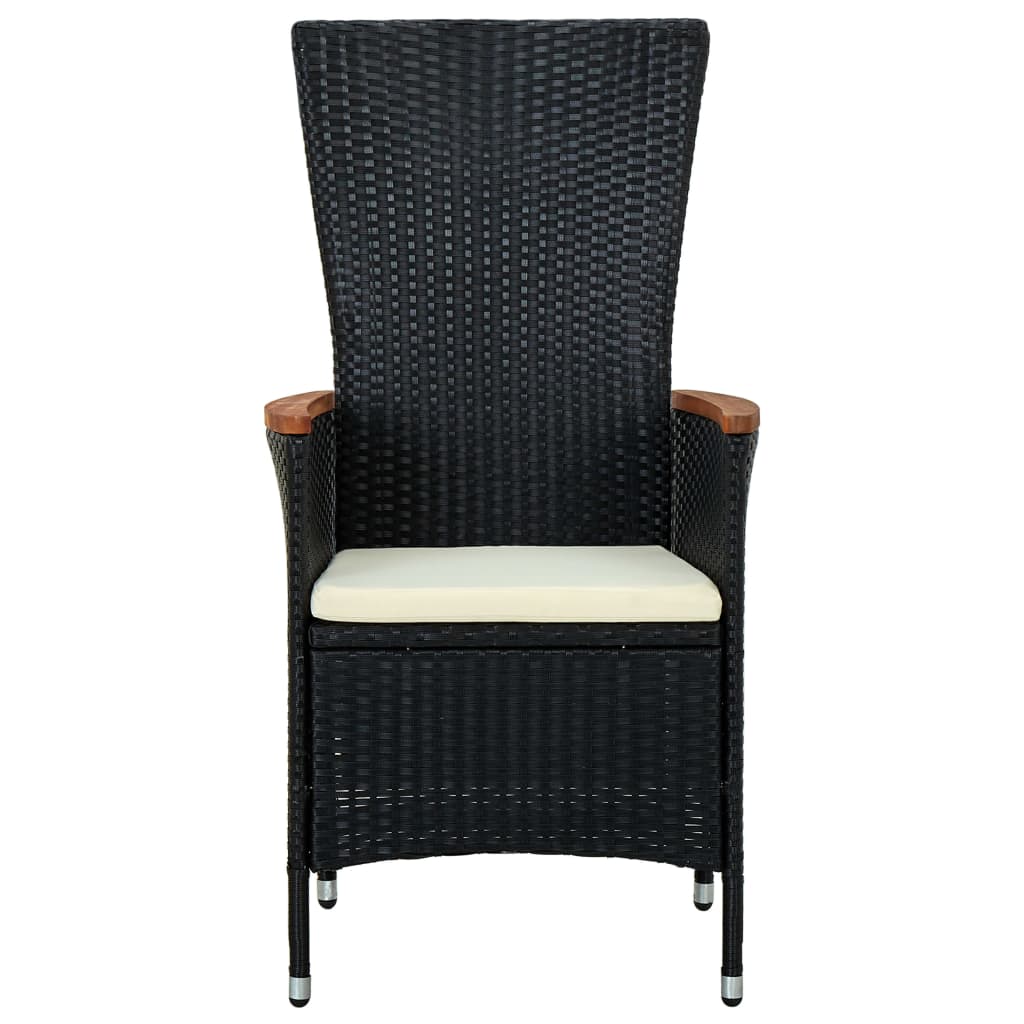 Garten-Liegestühle 2 Stk. mit Auflagen Poly Rattan Schwarz