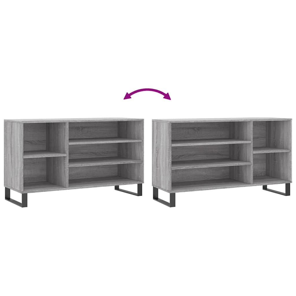 Schuhregal Betongrau 102x36x60 cm Holzwerkstoff