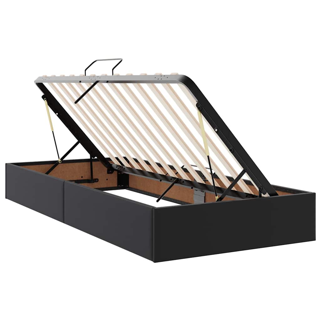 Bett mit Stauraum und LED Schwarz 180 x 200 cm Kunstleder