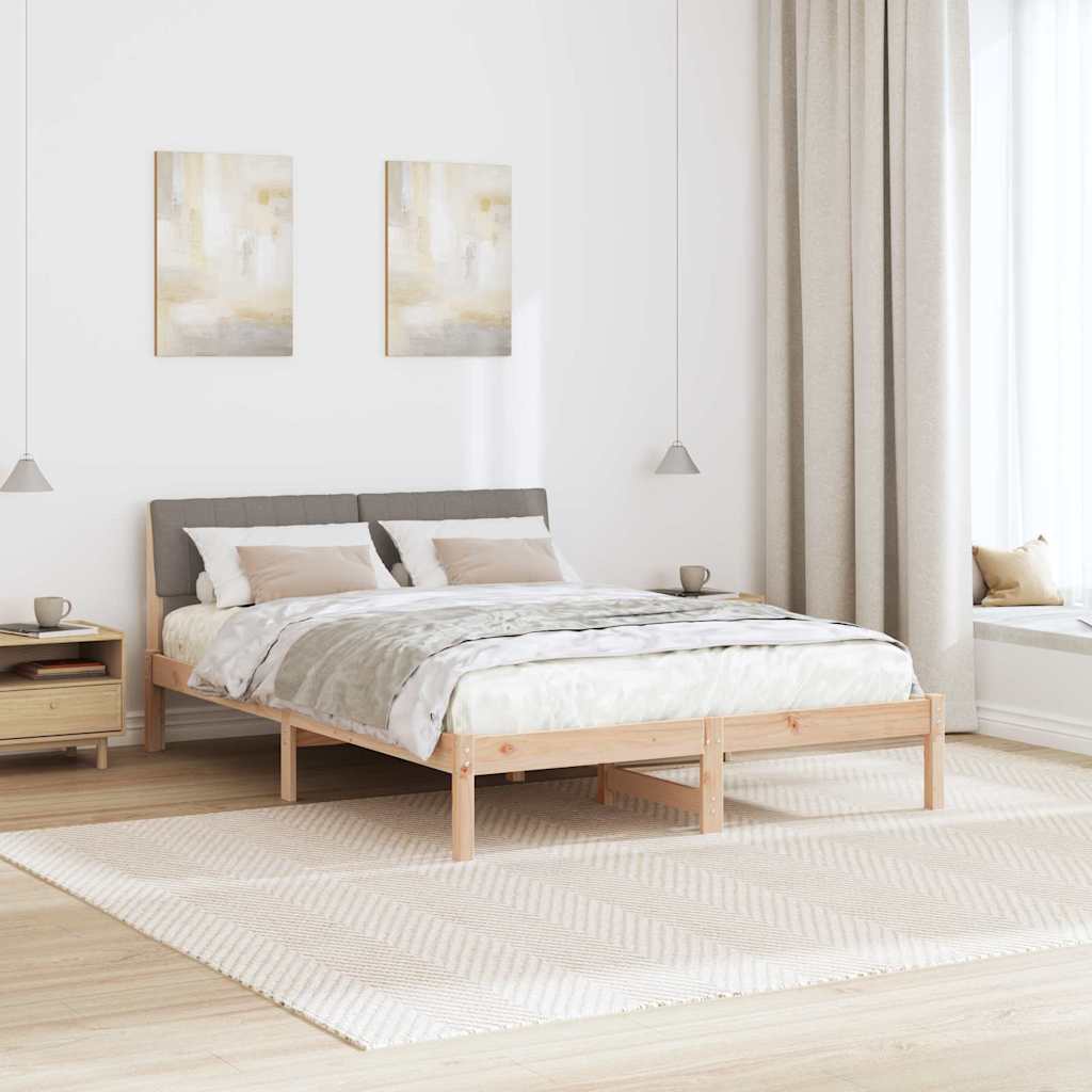 Bettgestell Braun und hellgrau 200 x 200 cm Massivholz Kiefer