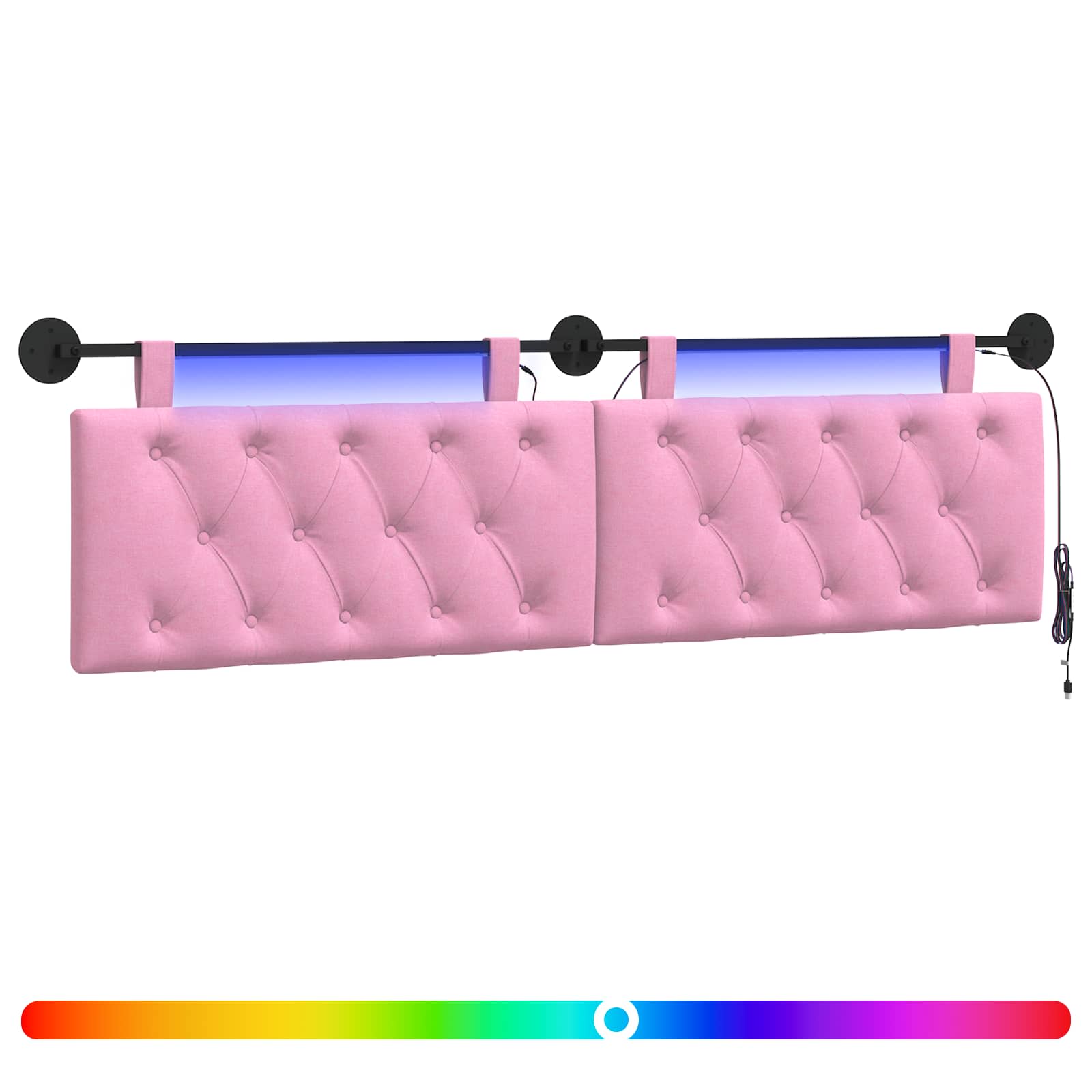 Hängendes Kopfteil Mit LED Licht Wolkengrau Stoff