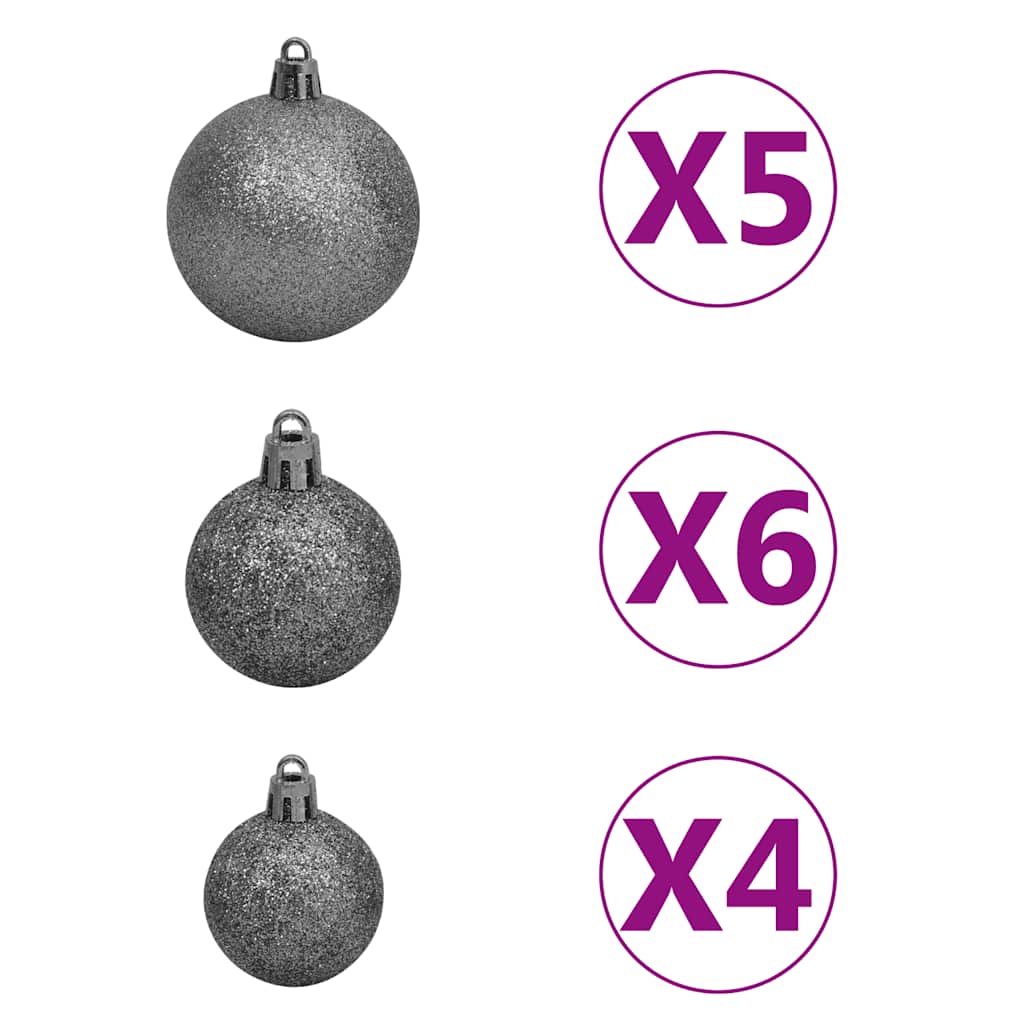 Künstlicher Weihnachtsbaum mit LEDs Kugeln Zapfen 150 cm