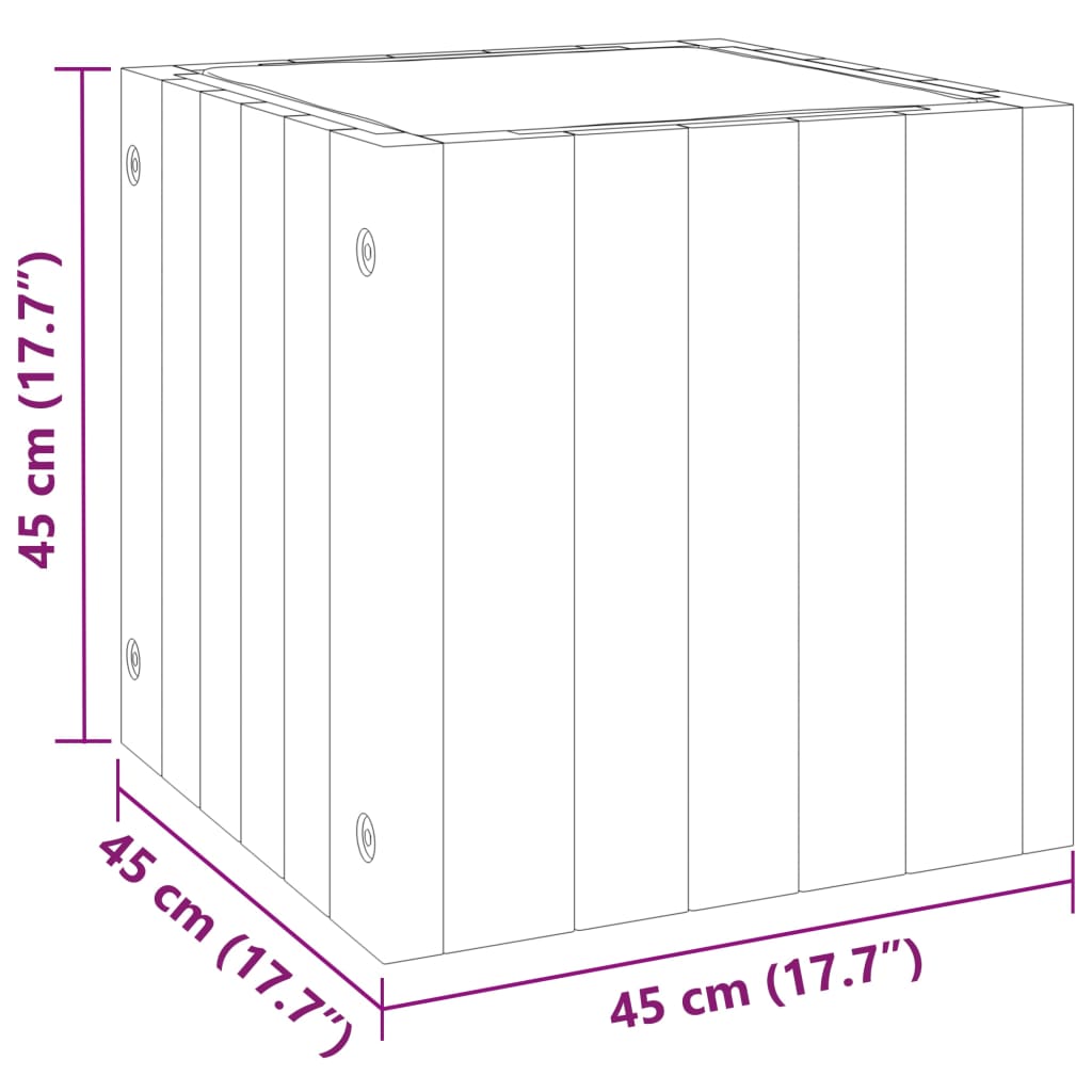 Pflanzkübel 25x25x25 cm Massivholz Akazie