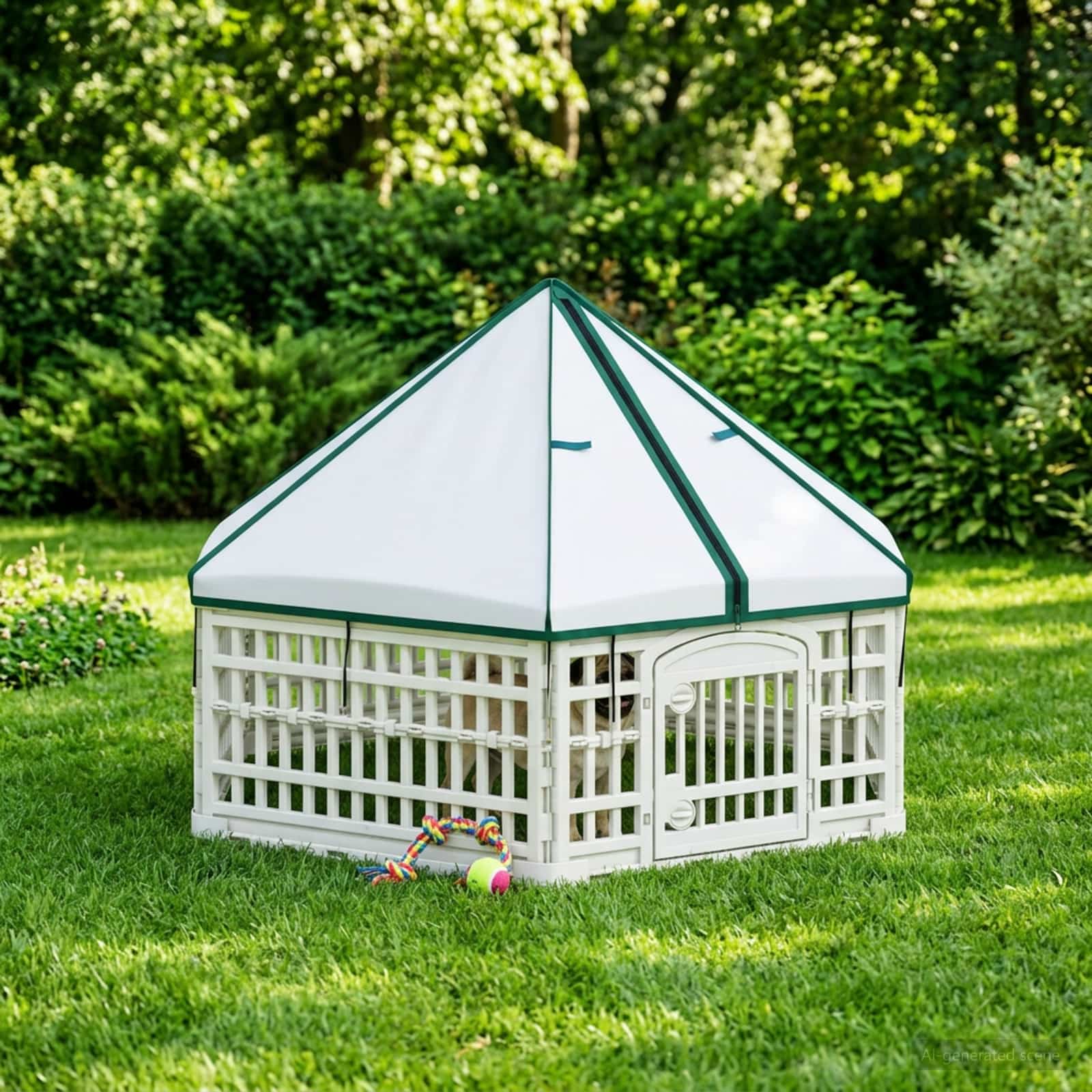 6-Panel-Hundespielplatz 122 x 106,5 x 40 cm Kunststoff Weiß