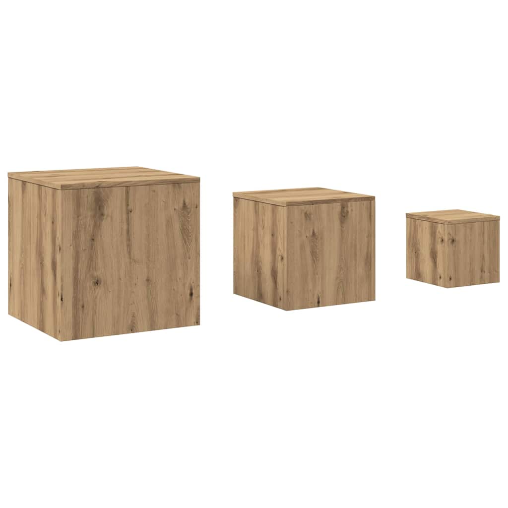 Beistelltische 3 Stk. Weiß Holzwerkstoff
