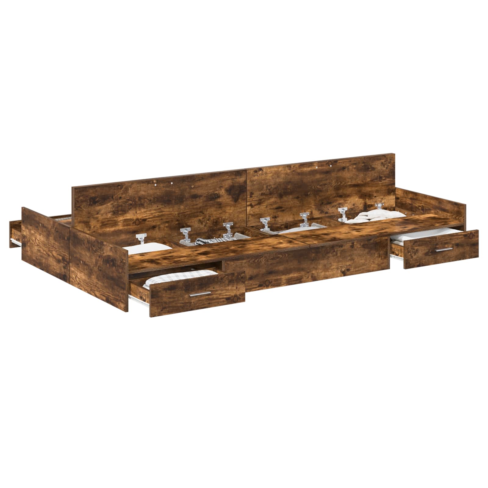Aufbewahrungsbettgestell Weiß 200 x 200 cm Holzwerkstoff