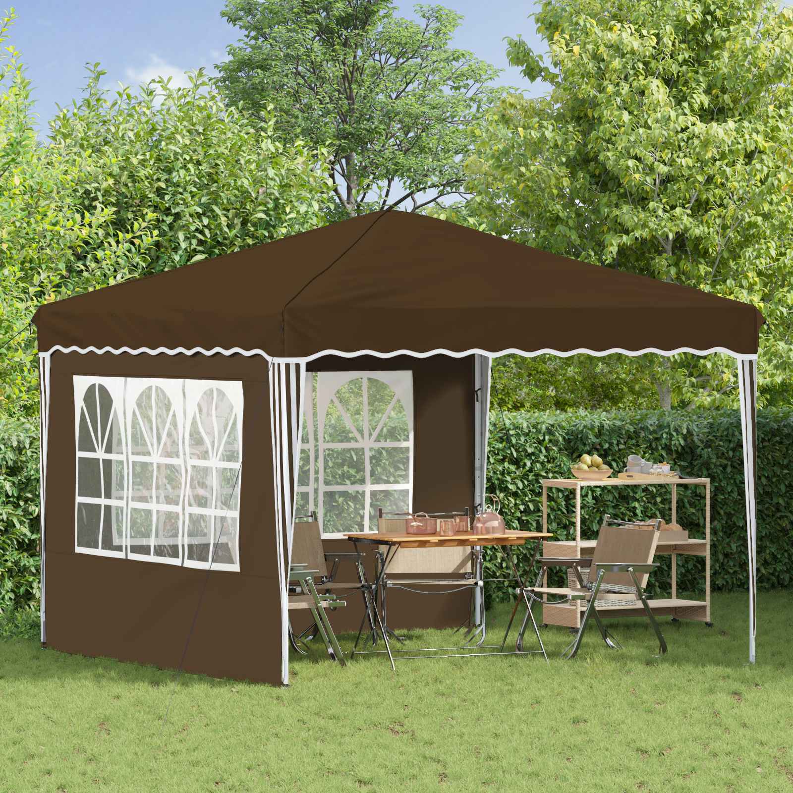 Pop-up Partyzelt 288 x 288 x 245 cm Creme Oxford-Stoff