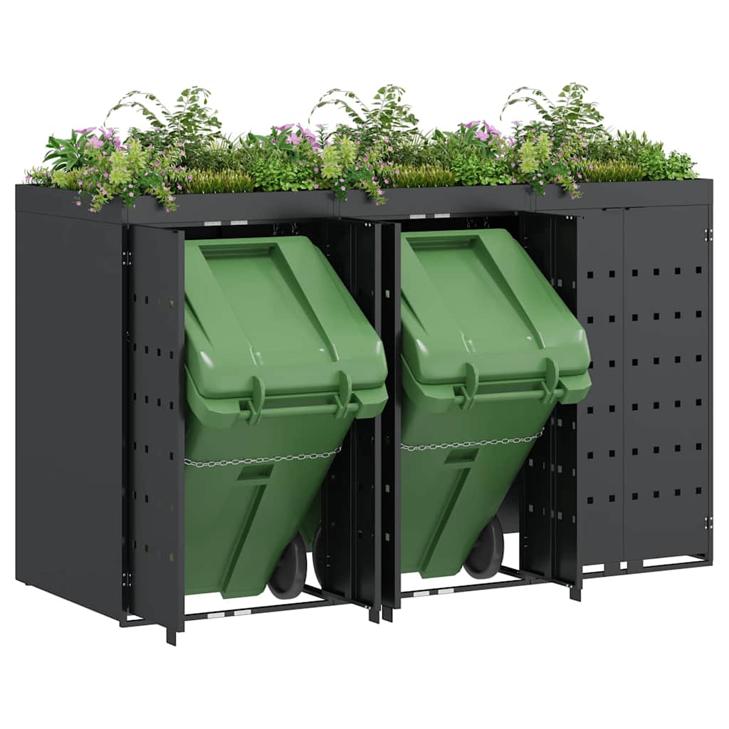 Mülltonnenbox für 2 Tonnen Schwarz 138x79x117 cm Stahl
