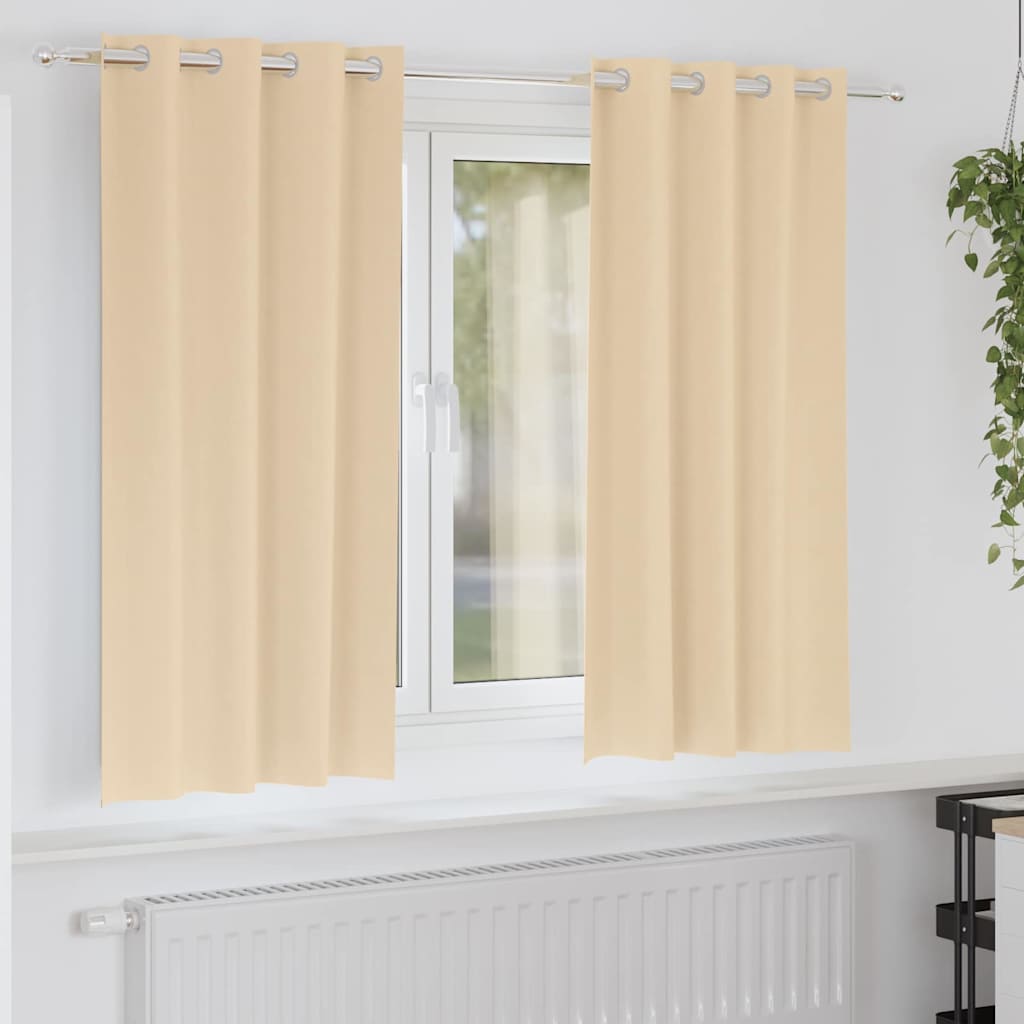 Verdunkelungs-Vorhänge mit Ringen 2 pcs Beige 140 x 140 cm