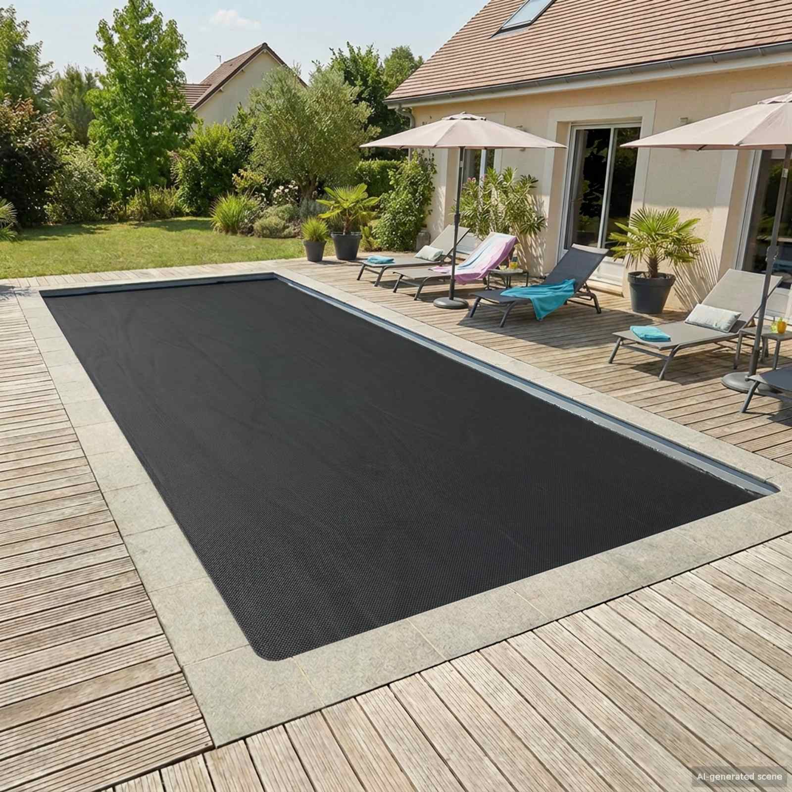 Solar Poolabdeckung 1000 x 500 cm 110 μm Quadratisch PE Schwarz