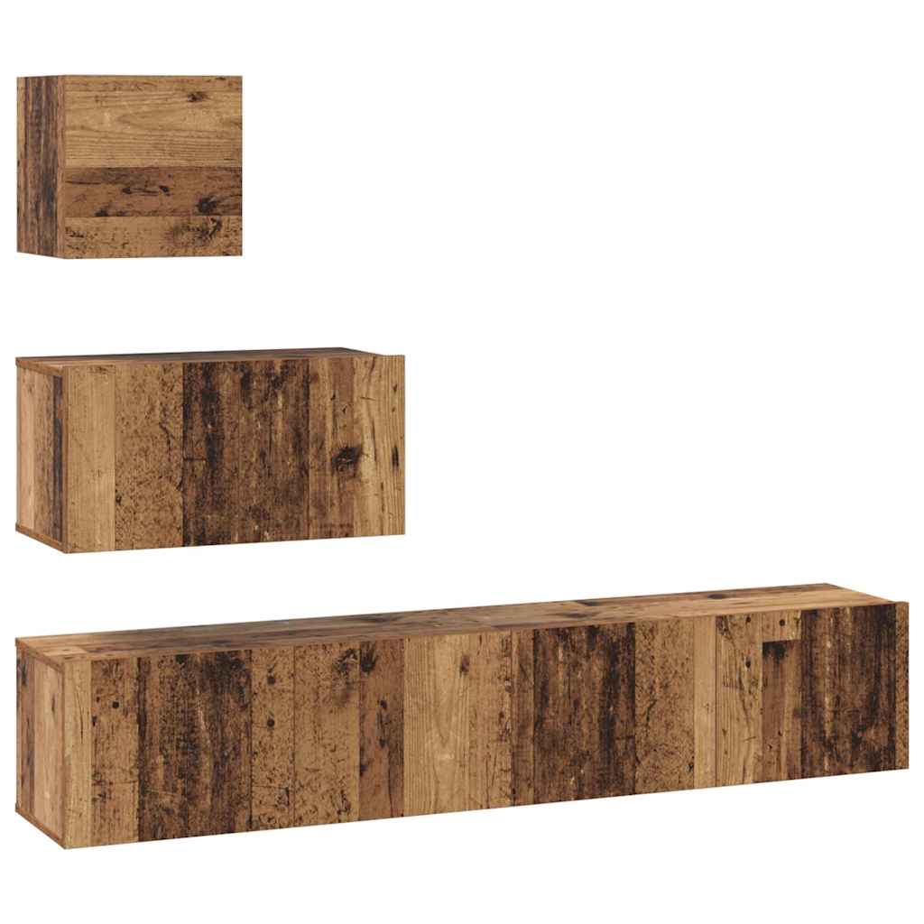 4-tlg. TV-Schrank-Set Weiß Holzwerkstoff