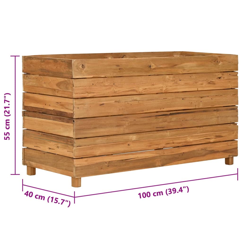 Hochbeet 100x40x72 cm Teak Altholz und Stahl