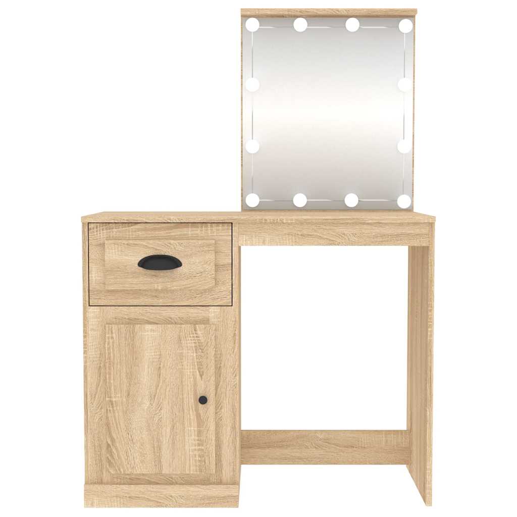 Schminktisch mit Spiegel Weiß 90x50x132,5 cm Holzwerkstoff