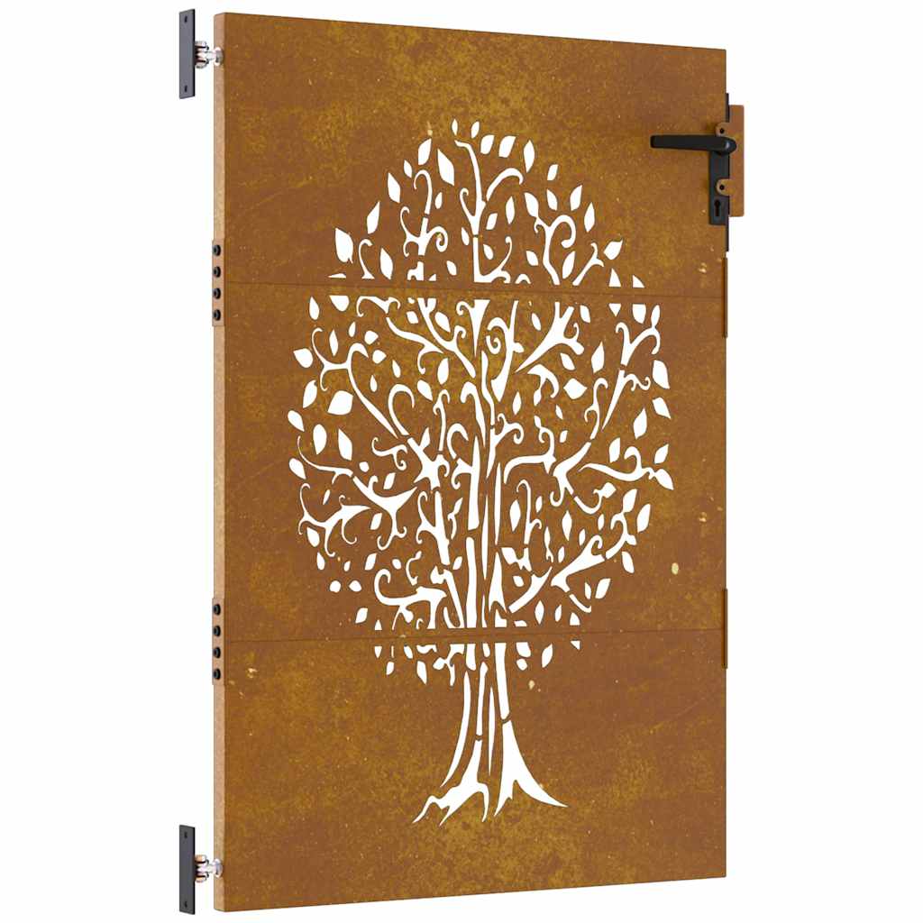 Gartentor 85x75 cm Cortenstahl Baum-Design